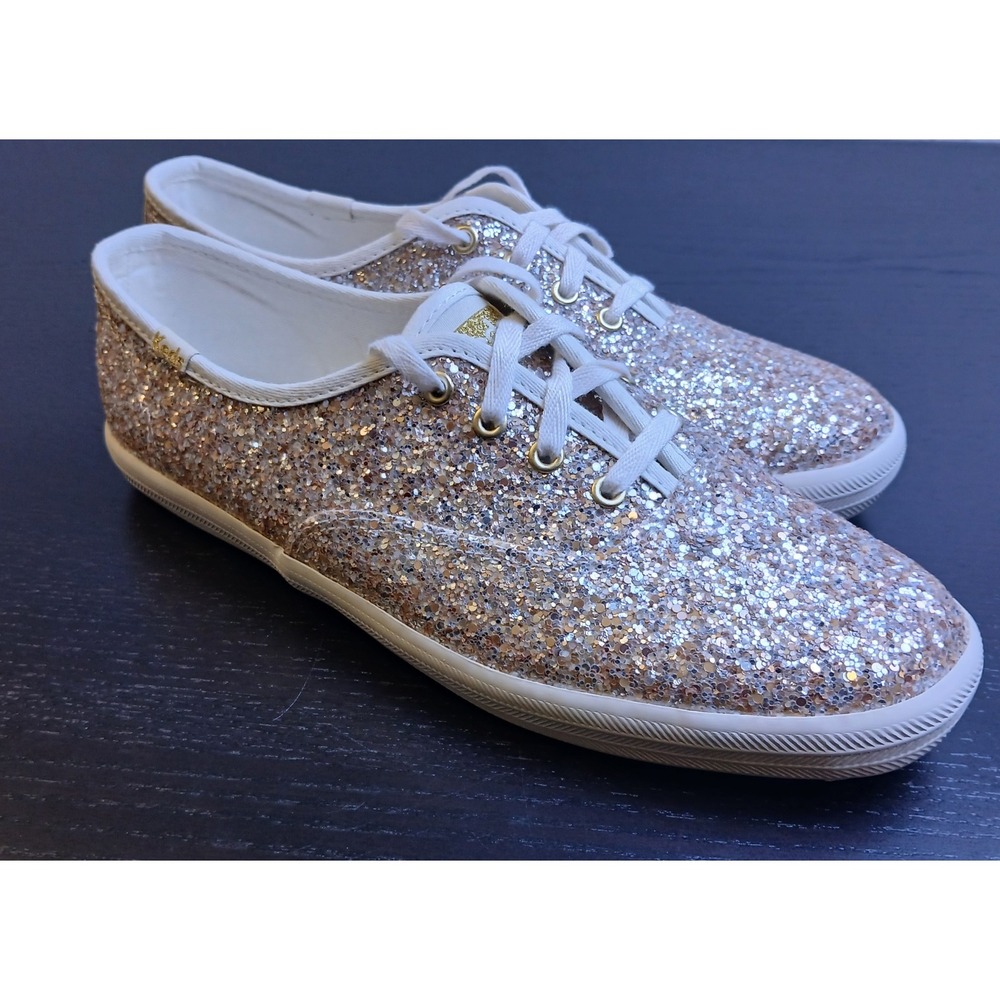 Keds Champion Rose Gold Glitter Sneakers Womens 7.5 Low Top Lace Up WF66849